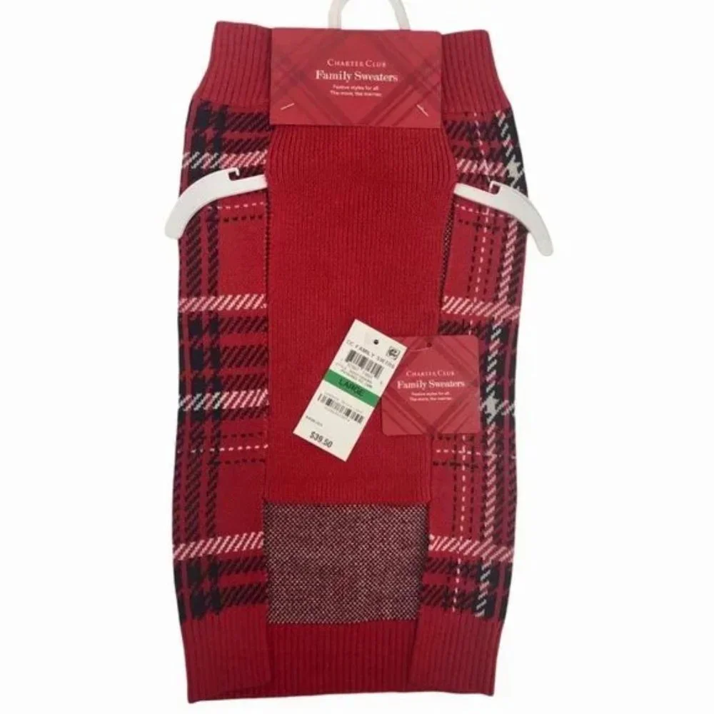 Charter Club Plaid Dog Sweater NWT Size Large - Picture 3 of 10